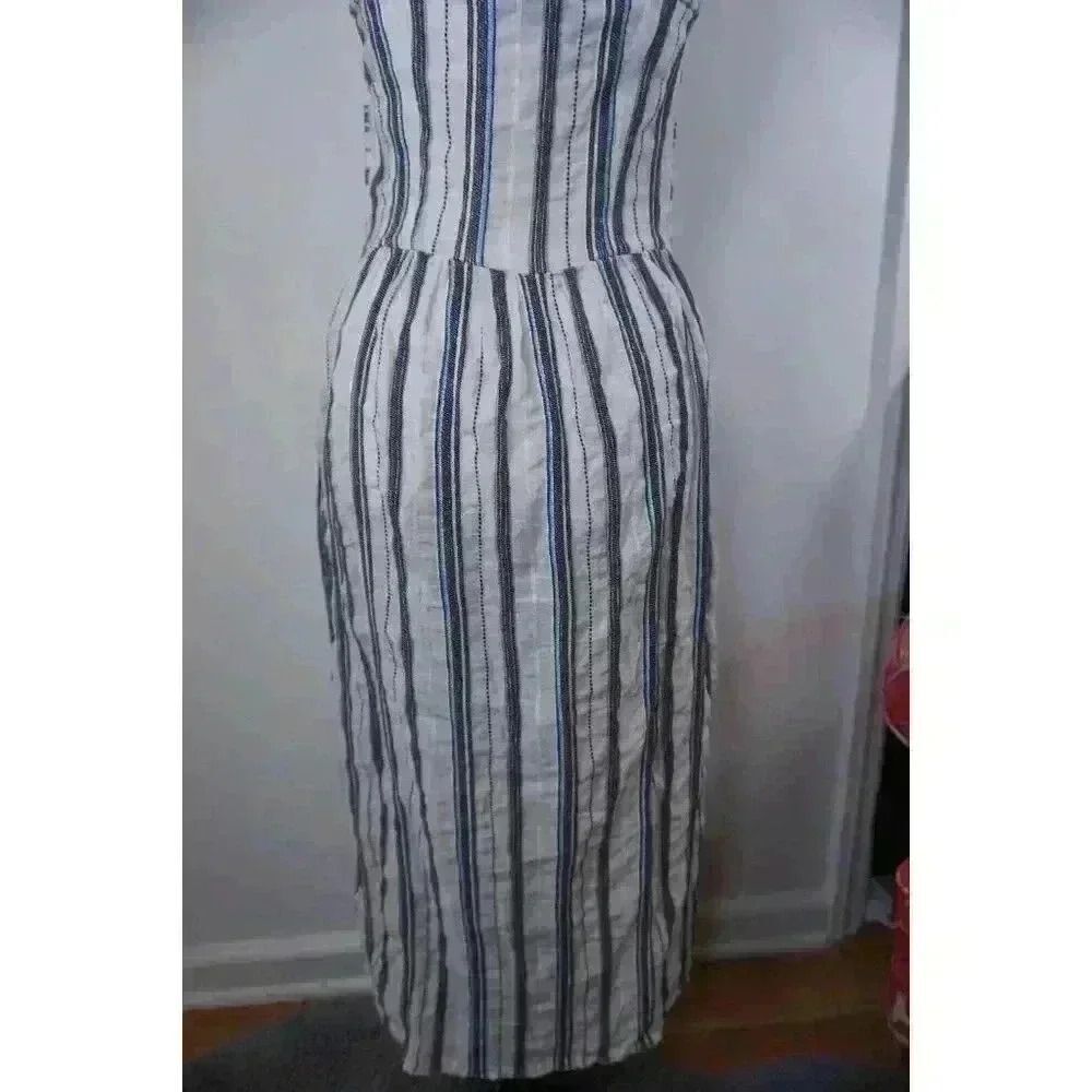 Zara Striped Sleeveless Button-Up Wide-Strap Dress, Size XS - Picture 14 of 16